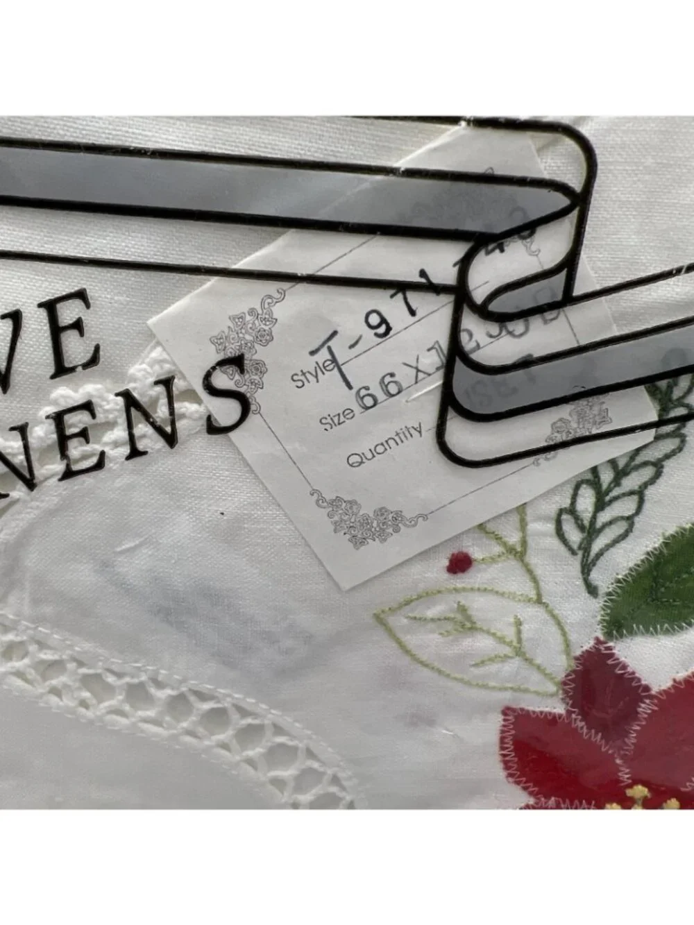 Distinctive Table Linens Christmas Tablecloth Poinsettia Applique 66x120